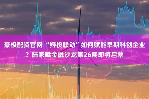 豪极配资官网 “孵投联动”如何赋能早期科创企业？陆家嘴金融沙龙第26期即将启幕