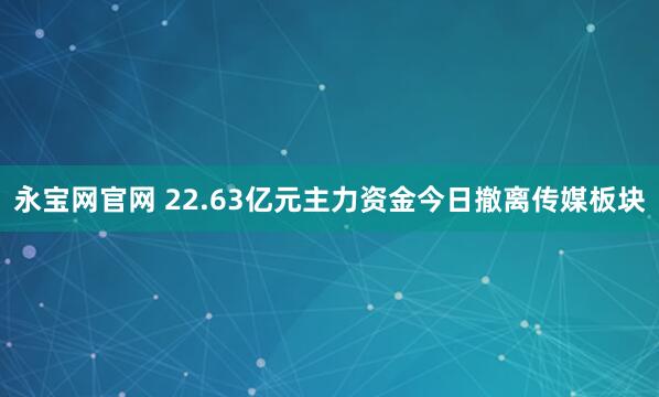 永宝网官网 22.63亿元主力资金今日撤离传媒板块